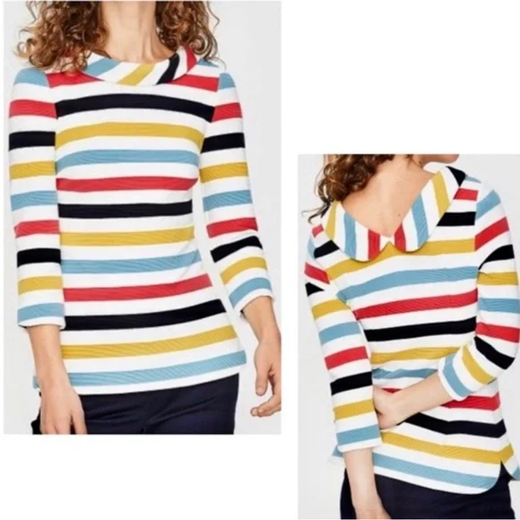 Boden Sarah Ottoman Top In Multicolor Stripe - Picture 2 of 13